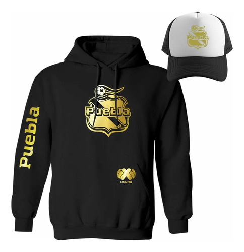 Kit De Sudadera + Gorra Club Puebla Liga Mx Modelo Gold