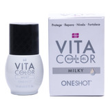 One Shot - Vita Color Rubber Gel Con Vitaminas Y Calcio Para Realizar Capping Y Extension De Hasta 5 Mm, Protege Repara Nivela Y Fortalece Tu Uña, Color Milky, 1 Pz 14 Ml.