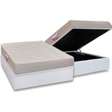 Cama Box Baú Casal: Colchão Espuma Herval D45 Top + Base Cr