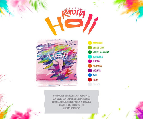 Holi Radha Color 50grs - Promo X 48 Bolsitas  La Golosineria