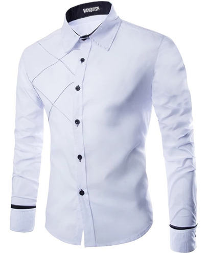 Camisa Hombre Casual Formal Vestir Slim Fit Strech Rombo Am7