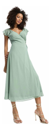 Vestido Asos Fiesta Matrimonio Verde Nuevo Con Etiqueta