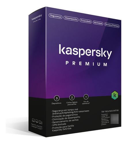 Kaspersky Antivírus Premium 3 Dispositivo 1 Ano