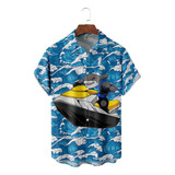 Di Camisa Hawaiana Unisex Dibujos Animados Con Tiburones, Ca