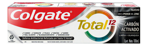 Pasta Dental Colgate Total 12 Carbón Activado 100ml