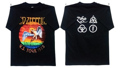 Led Zeppelin Playera Manga Corta Us Tour 75 Talla M T-shirt