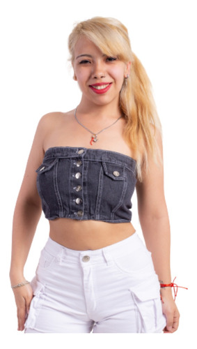  Corset Top Jean Mujer Corset Strapless Crop Top Tendencia 