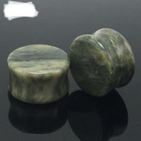 Expansores De Oreja 2pzas Piedra Natural 16 Mm Jade Verde