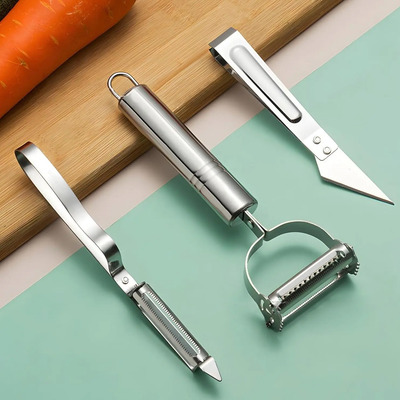 Set Peladores De Verduras De Acero Inoxidable 3 Piezas Plateado