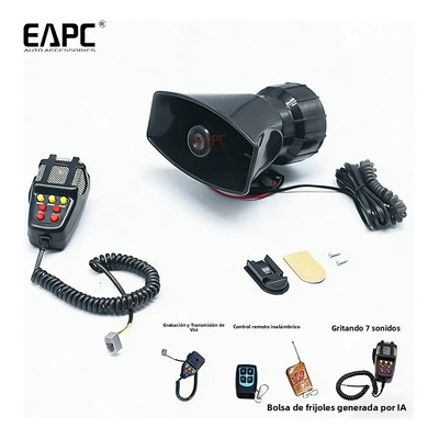 Bocina De Alarma Automotriz Tz-424 Voz Remota Inalámbrica