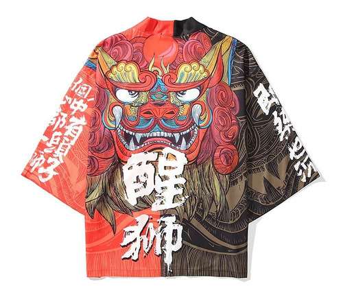 Kimono Cardigan Yukata Cara Dragon Japones Verano Camisa 