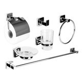 Set Kit Juego Accesorios Para Baño 6 Piezas Metal Cromado