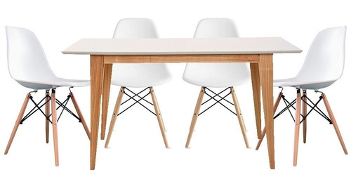 Juego Comedor Mesa Sillas Combo Escandinavo Madera Nordico