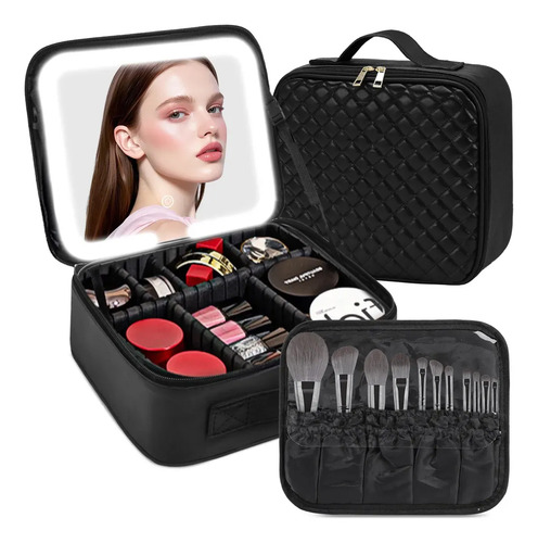 Estuche De Maquillaje Con Espejo Luz Maquillaje 3 Modos