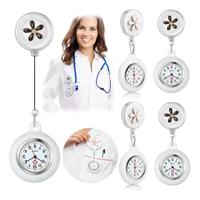 4pz Reloj Bolsillo Enfermera Enfermería Doctor Vintage Moda Blanco Y Negro