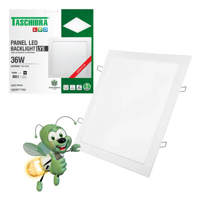 Lâmpada Plafon Led Embutir Quadrado 40x40 Taschibra 36w | Frete grátis