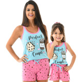 Kit 2 Pijamas Feminino Mãe E Filha Confortável Verão Cookie