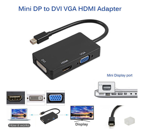 Adaptador  Displayport Para Thunderbolt A  Vga Dvi