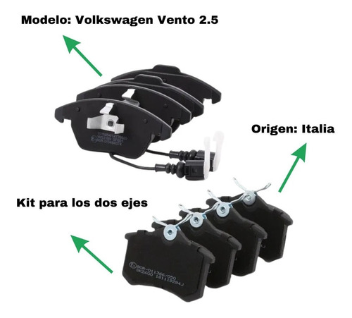 Kit Pastillas Freno Para Volkswagen Vento 2.5 Del. Y Trasero Foto 3
