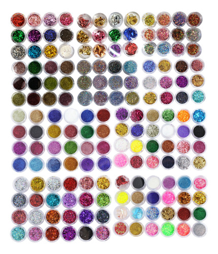 240 Potinhos Glitter Flocado Decoração Unhas Aleatória