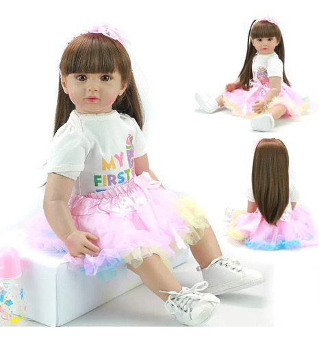 Bebé Reborn Silicona Completa 60 Cm ±  Peluche De Regalo 