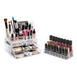 Organizador De Maquillaje + Organizador De Labiales Acrílico