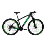 Bicicleta Aro 29 Ksw Xlt 24v Disco Câmbios Shimano Cor Preto/verde Tamanho Do Quadro 21