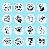 Kit 16 Moldes Stencil Personagens (2) Infantis 7cm 