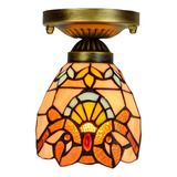 Lámpara De Techo Barroca Estilo Tiffany, Vidrieras Amarillas
