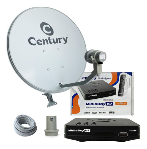 Antena Parabólica Ku Century 60cm Midiabox B6 Cabo Lnbf 5g