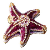 Caja De Baratija De Estrella De Mar De Diamante Púrpura De V