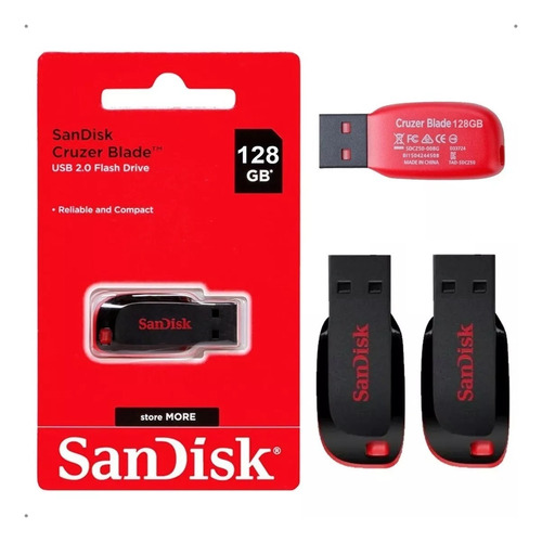 2 Uni. Pendrives Para Pc Gamer 128gb Sandisk