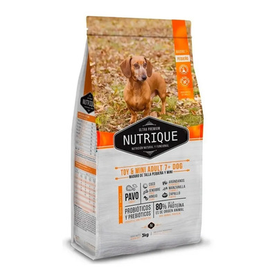 Nutrique Alimento Seco Perro Adulto Pequeño 7+ Mini Pavo 3 Kg | Mismo precio en cuotas