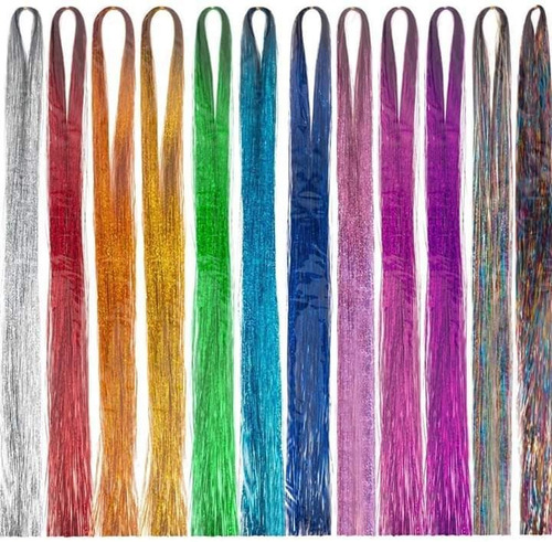 1400 Extenciones Glitter  12 Colores, 120 Hebras X Color. 