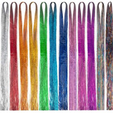 1400 Extenciones Glitter  12 Colores, 120 Hebras X Color. 