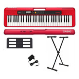 Kit Teclado Musical Casio Casiotone Ct-s200 61 Teclas Red