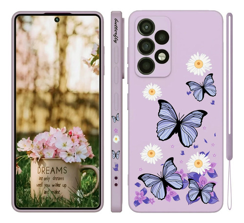 Funda Para Samsung De Silicona Diseño De Mariposa + Correas