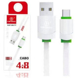 Cabo Carregador Turbo 2m Usb Type - C 4.8a P/ Celular Reforç Cor Branco