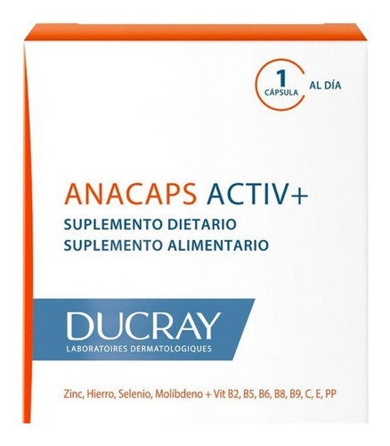 Ducray Anacaps Active+ Tratamiento Anticaída Cápsulas X30