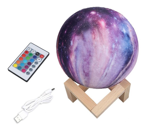 Lampara Luna 3d Rgb 12 Cm Usb 16 Colores + Control