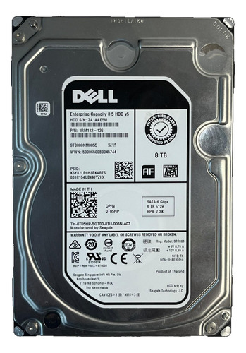 Hd Dell 8tb 7.2k 3,5 Sata 6gbps  Pn 0t05hp T05hp @