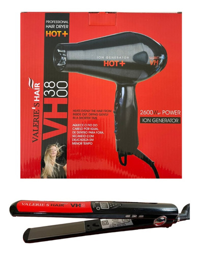 Prancha Bivolt Valeries + Secador Valeries Hair 2300w 220v