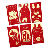 6x Sobres Rojos De Año Nuevo Chino Hong Bao Estilo A