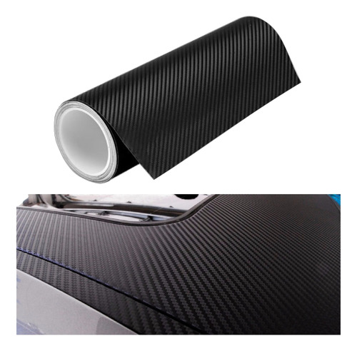 Vinil Automotriz Fibra De Carbono Negro Textura 30 Cm X 3 Mt