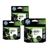 2 Cartuchos Hp 664xl Preto E 1 Colorido 