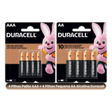 Kit4 Pilhas Aa+ 4 Pilhas Aaa Alcalina Duracell Embalagem C/4