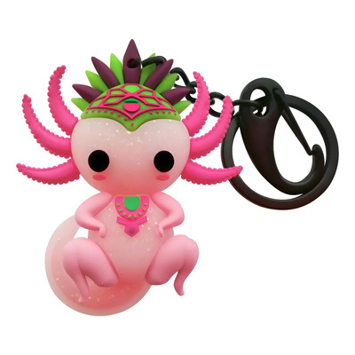 Llavero Ajolote Yul Rosa Glitter By México Pvc Diseño Cultural 7cm