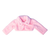 Bolero Infantil Pele Bordado Gola Rosa Off Branco 4 Ao 10