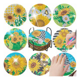 Manualidades Diy Pintura Diamantes Posavasos Girasol 8 Pieza