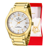 Relógio Champion Feminino Dourado Luxo + Pulseira Berloques